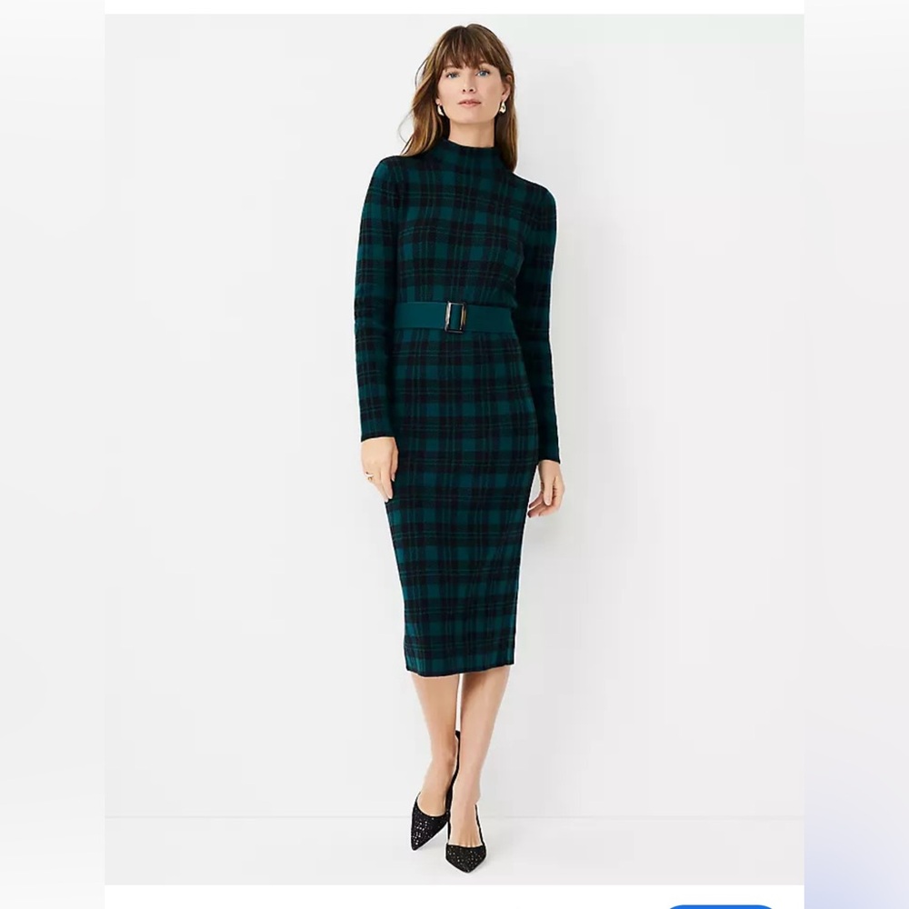 Ann Taylor Plaid Sweater Dress